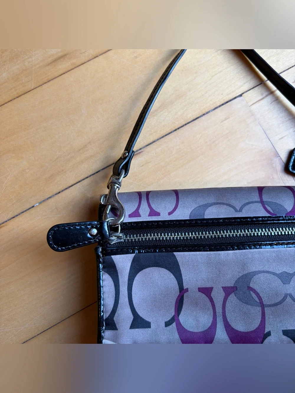 COACH Soho Optic Print Demi Clutch VTG Y2K Double Buckle Wristlet Wallet *READ*